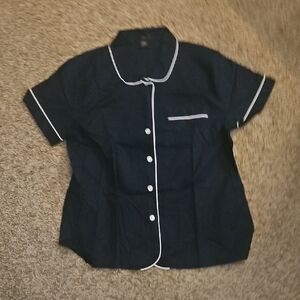 J. Crew Navy Blue Button Down Shirt with White Piping